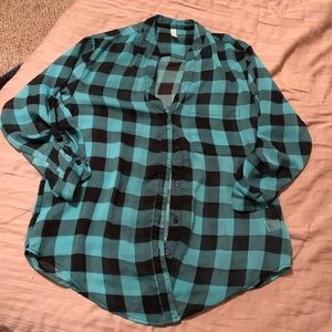 Teal Plaid Top